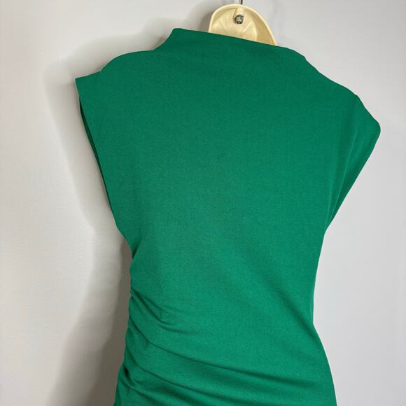 Anthropologie The Maya Ruched Cowl-Neck Midi Dress Kelly Green Stretch Sz XS New - Picture 10 of 14